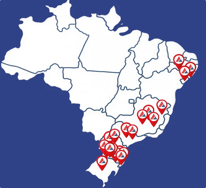 Mapa de atuação da Siprevi Engenharia nos estados brasileiros